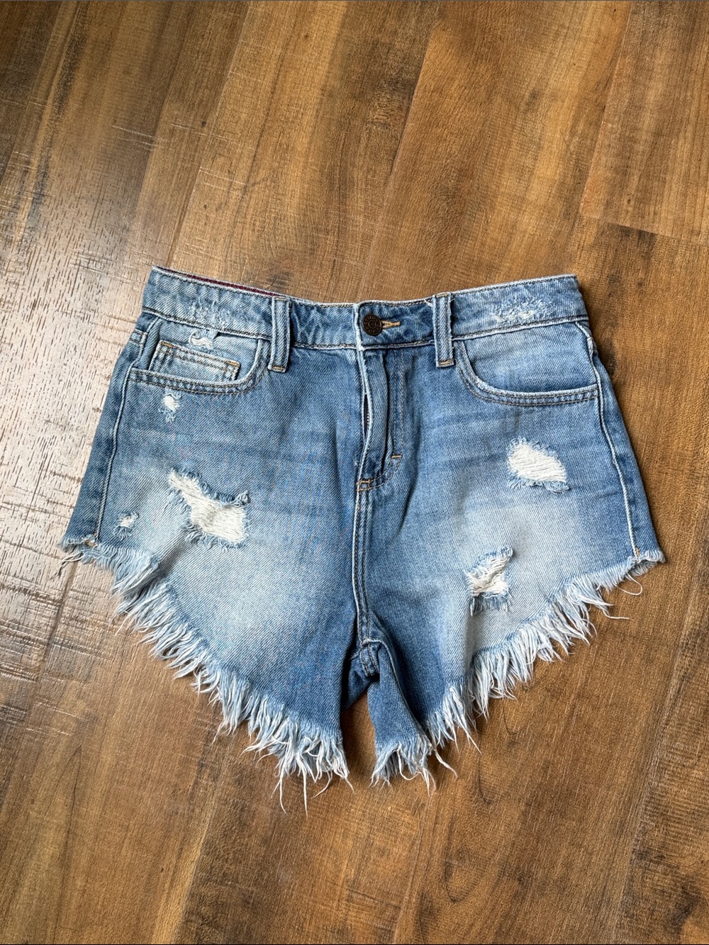 Women’s Cello Light Blue Distressed Denim Shorts